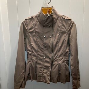 Armani Exchange Brown Utility Jacket with High Collar